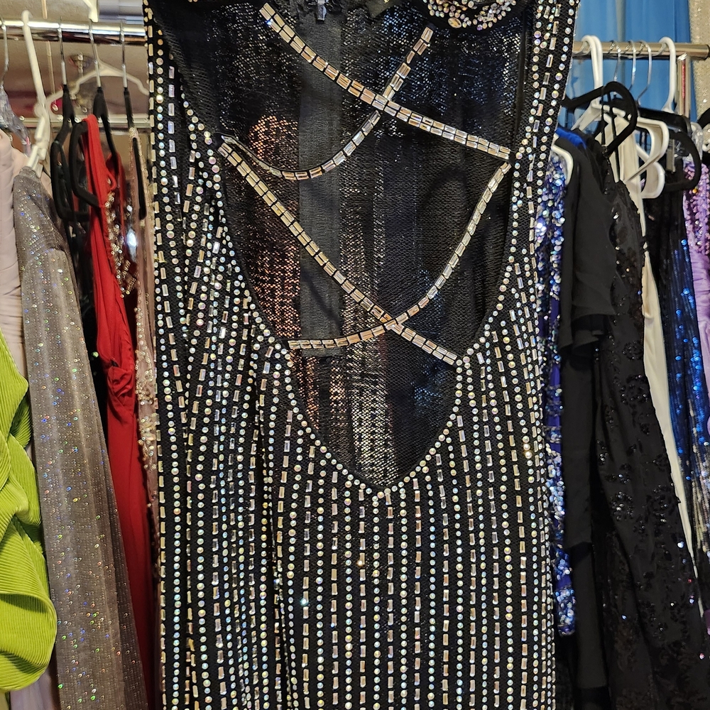 Banjul Black and Silver Embellished Mini Dress